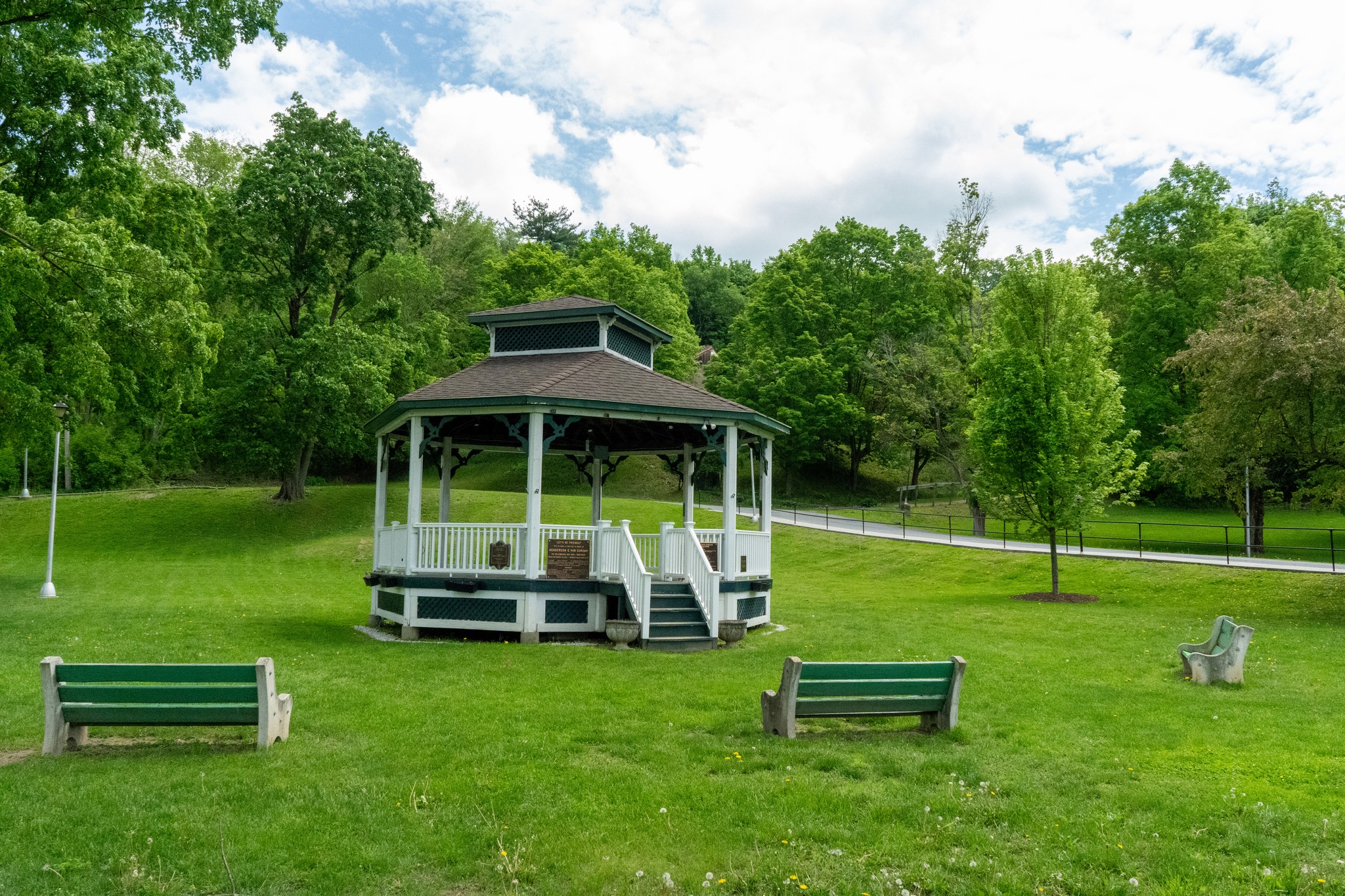 The Wood Park gazebo before the music starts.