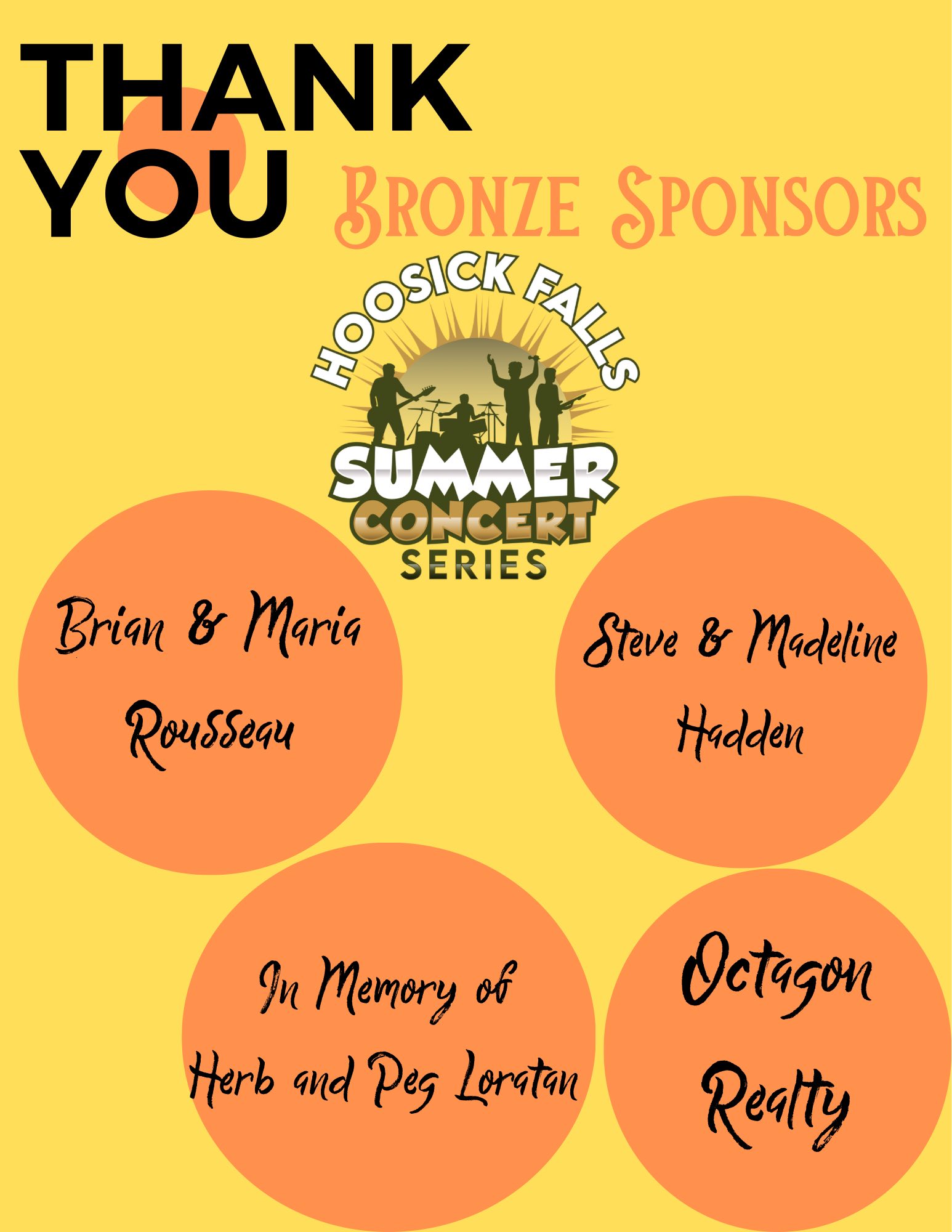 Bronze sponsors of the 2025 Hoosick Falls Summer Concert Series