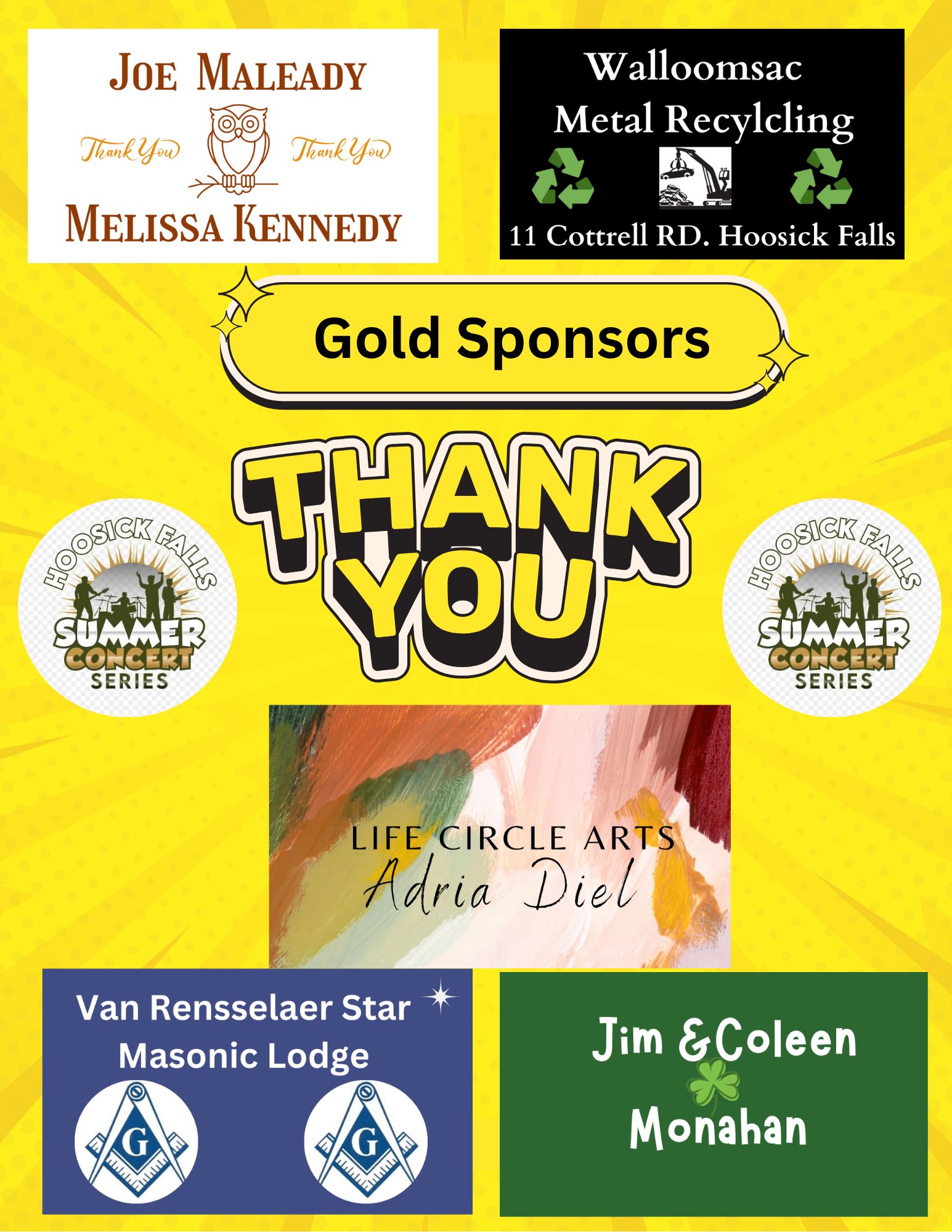 Gold sponsors of the 2025 Hoosick Falls Summer Concert Series