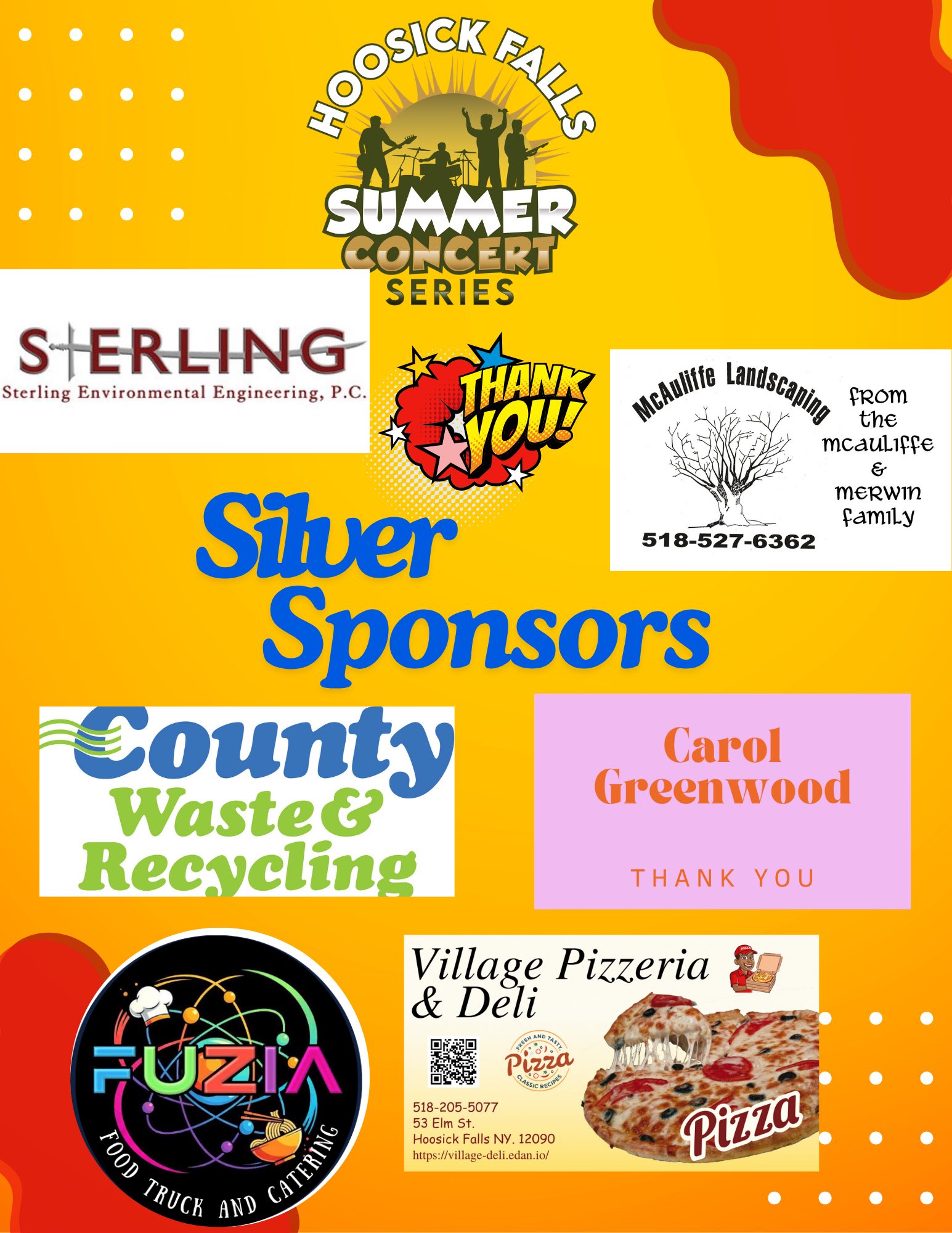 Silver sponsors of the 2025 Hoosick Falls Summer Concert Series